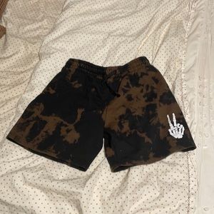 black and brown tie dye sweat shorts